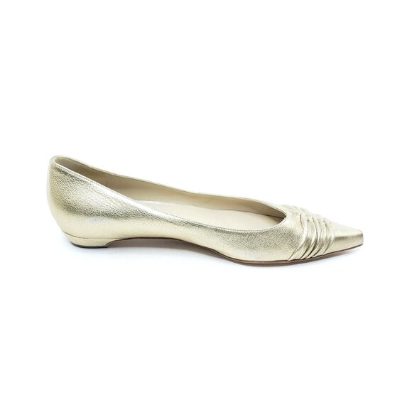 Jimmy Choo Gold Metallic Flats Pointed Toe Womens EUR 38.5 US 8.5 - Picture 12 of 16